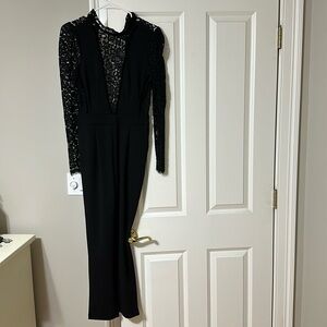 Black lace express romper full length